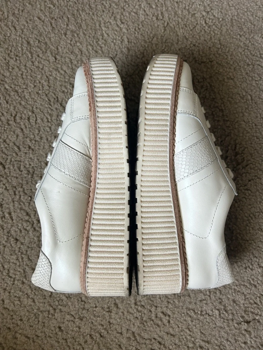 Dolce Vita White Leather Tiger Platform Sneakers in Cream - Picture 7 of 10